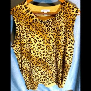 Leopard print crew neck pullover sweater vest **cashmere like**very soft**
